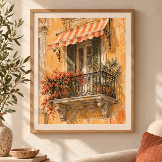 Siciliaanse Balkonscore Kunstprint Poster