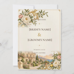 Siciliaanse Barok Crème & Antiek Goud Save The Date