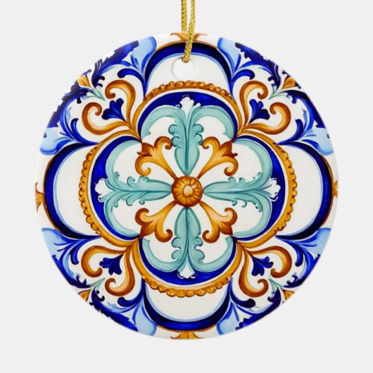 Siciliaanse barokbloem II Keramisch Ornament (Voorkant)
