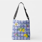 Siciliaanse Blauwe Mediterrane Citrus Tegels Crossbody Tas (Voorkant)