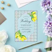 Siciliaanse Blauwe Tegels Zomer Lemon Boho Bruilof Acryl Uitnodigingen (Insitu (Huwelijk))