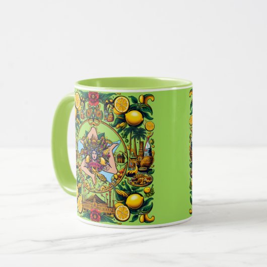 Siciliaanse citroenen Trinacria Design Mok (Voorkant links)