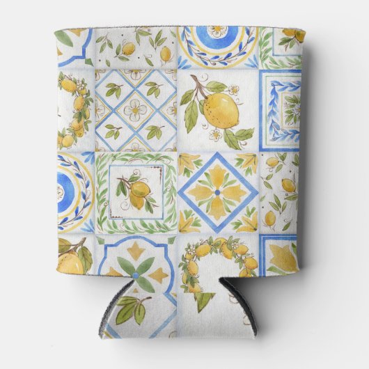 Siciliaanse citroenen Waterverf vierkant patroon Blikjeskoeler (Voorkant)