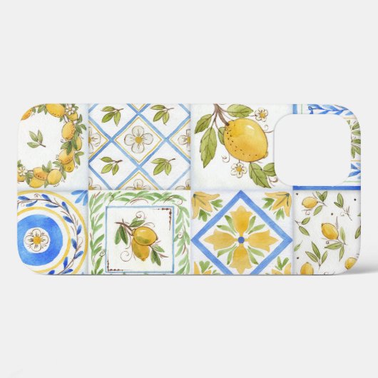 Siciliaanse citroenen Waterverf vierkant patroon Case-Mate iPhone Case (Achterkant (horizontaal))