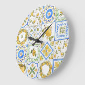 Siciliaanse citroenen Waterverf vierkant patroon Grote Klok (Hoek)