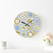 Siciliaanse citroenen Waterverf vierkant patroon Grote Klok (Huis)