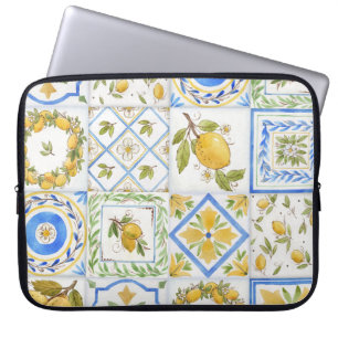 Siciliaanse citroenen Waterverf vierkant patroon Laptop Sleeve