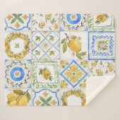 Siciliaanse citroenen Waterverf vierkant patroon Sherpa Deken (Voorkant (horizontaal))