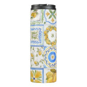 Siciliaanse citroenen Waterverf vierkant patroon Thermosbeker (Achterkant)