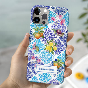 Siciliaanse citrus bloemrijke mediterrane azulejo iPhone 15 case