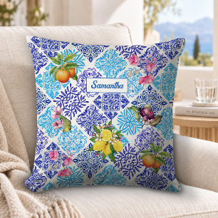 Siciliaanse citrus bloemrijke mediterrane azulejo kussen