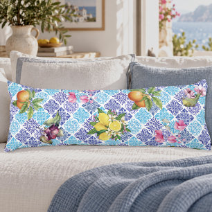 Siciliaanse citrus bloemrijke mediterrane azulejo lichaamskussen