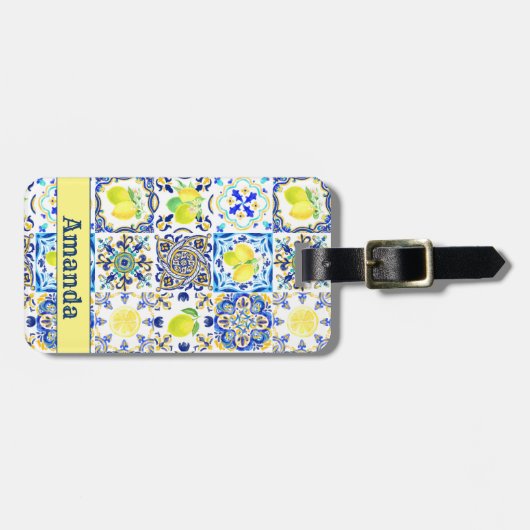 Siciliaanse citrus Mediterrane majolica Bagagelabel (Voorkant horizontaal)