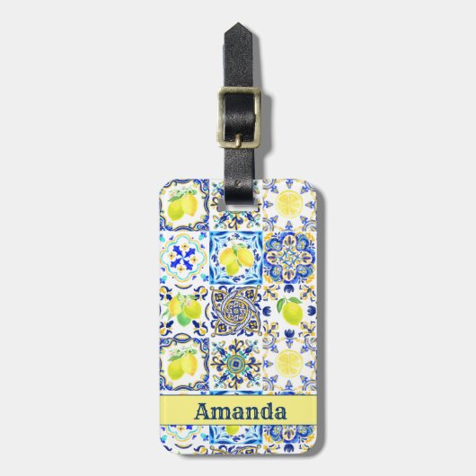 Siciliaanse citrus Mediterrane majolica Bagagelabel (Voorkant verticaal)