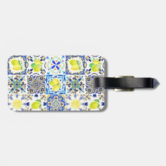 Siciliaanse citrus Mediterrane majolica Bagagelabel (Achterkant horizontaal)