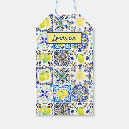 Siciliaanse citrus Mediterrane majolica Cadeaulabel (Voorkant)