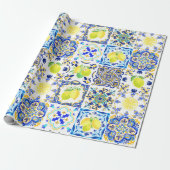Siciliaanse citrus Mediterrane majolica Cadeaupapier (Uitgerold)