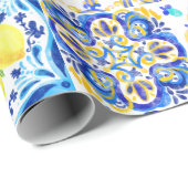 Siciliaanse citrus Mediterrane majolica Cadeaupapier (Rol Hoek)