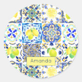 Siciliaanse citrus Mediterrane majolica Ronde Sticker (Voorkant)
