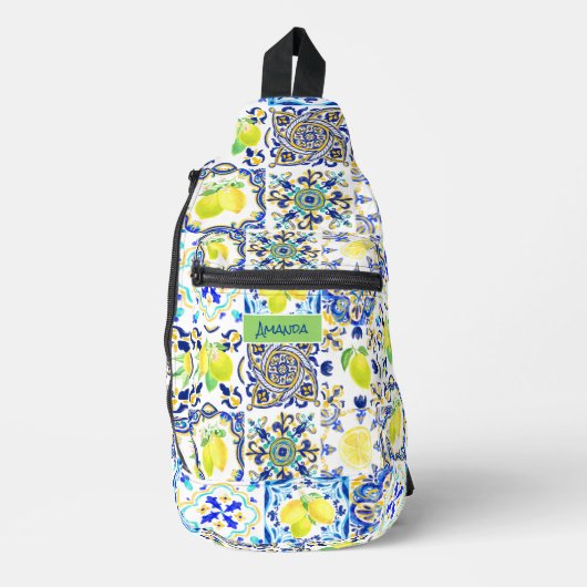 Siciliaanse citrus Mediterrane majolica Sling Bag (Voorkant)