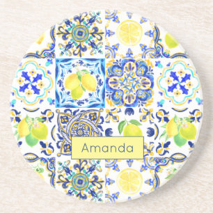 Siciliaanse citrus Mediterrane majolica Zandsteen Onderzetter