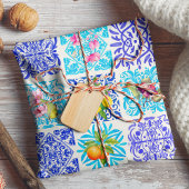 Siciliaanse citrusbloem Mediterrane azulejo tegels Cadeaupapier