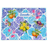 Siciliaanse citrusbloem Mediterrane azulejo tegels Groot Cadeauzakje (Voorkant)