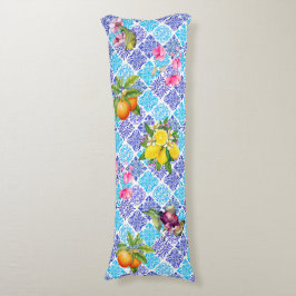 Siciliaanse citrusbloem Mediterrane azulejo tegels Lichaamskussen