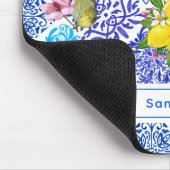 Siciliaanse citrusbloem Mediterrane azulejo tegels Muismat (Hoek)