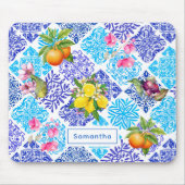 Siciliaanse citrusbloem Mediterrane azulejo tegels Muismat (Voorkant)