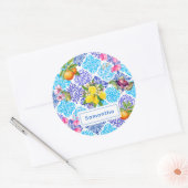 Siciliaanse citrusbloem Mediterrane azulejo tegels Ronde Sticker (Envelop)