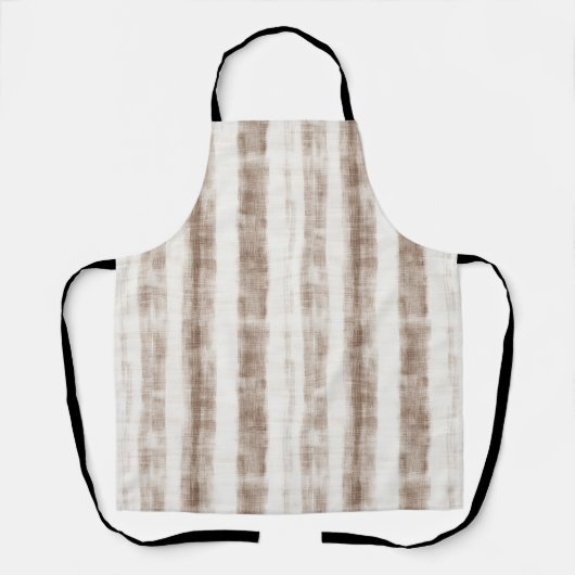 Siciliaanse geweven crème tan strepen Vrijgezellen Schort (Voorkant)