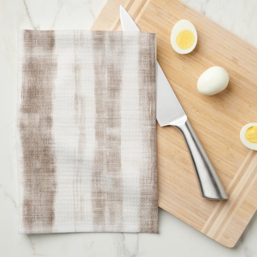 Siciliaanse geweven crème tan strepen Vrijgezellen Theedoek (Quarter Fold)