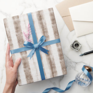 Siciliaanse geweven crèmekleurige bruine strepen b cadeaupapier