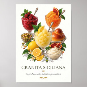 Siciliaanse Granita – Vintage Italiaans dessert Poster