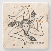 Siciliaanse Jouw naam Trinacria of tekst Stenen Onderzetter (Voorkant)