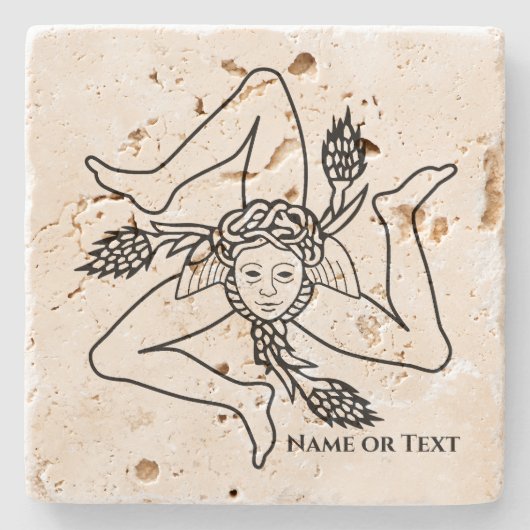 Siciliaanse Jouw naam Trinacria of tekst Stenen Onderzetter (Voorkant)