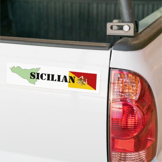 Siciliaanse kaart en vlag Bumpersticker (Op Truck)