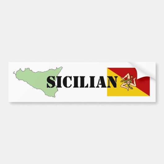 Siciliaanse kaart en vlag Bumpersticker (Voorkant)