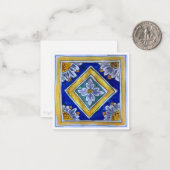 Siciliaanse keramische tegel - P2 - Platte briefka Notitiekaartje (Voorkant / Achterkant in situ)