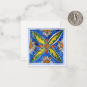 Siciliaanse keramische tegel - P4 - Platte briefka Notitiekaartje (Voorkant / Achterkant in situ)