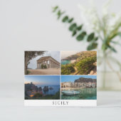 Siciliaanse landschappen in collage souvenir briefkaart (Staand voorkant)