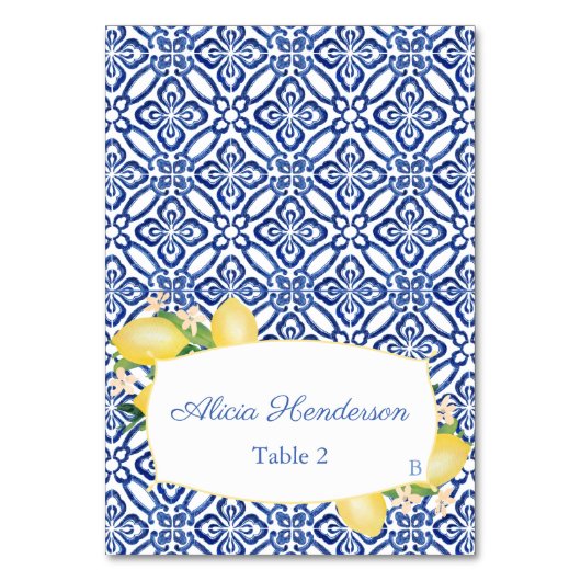 Siciliaanse Lemons Blue Tegels Weduwkaart Kaart (Voorkant)