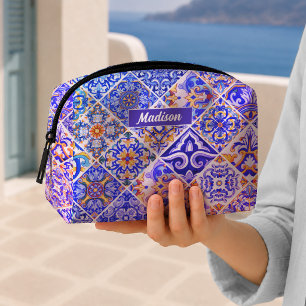 Siciliaanse majolica bloementegel paarsblauw toilettasje