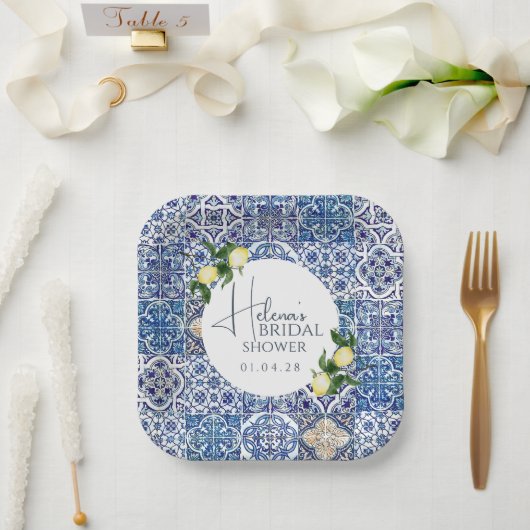Siciliaanse Majolica Paper Bord – Lemon Theme (Huwelijk)