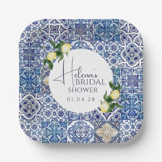 Siciliaanse Majolica Paper Bord – Lemon Theme (Voorkant)