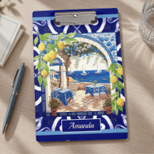 Siciliaanse mediterraan majolica citrus blauwe teg