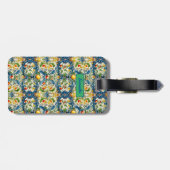 Siciliaanse mediterrane citrusblauwe tegels bagagelabel (Achterkant horizontaal)