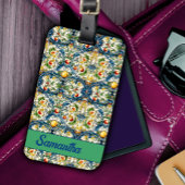 Siciliaanse mediterrane citrusblauwe tegels bagagelabel