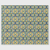 Siciliaanse mediterrane citrusblauwe tegels cadeaupapier (Vlak)